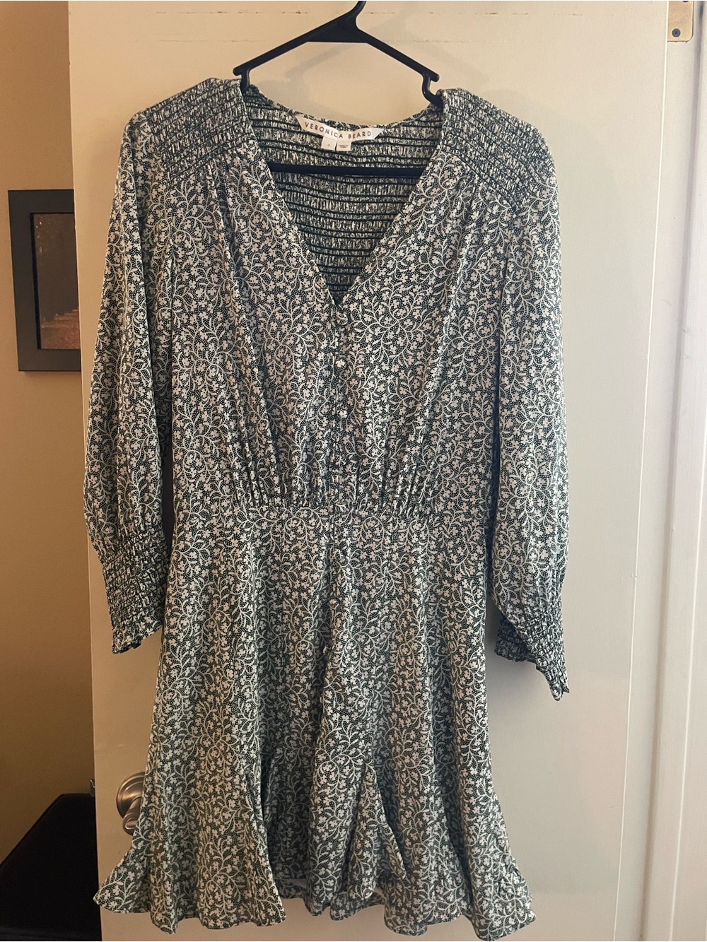 Veronica Beard Green and White Floral Mini Dress